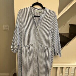 Blue and White Vertical Stripe Dress